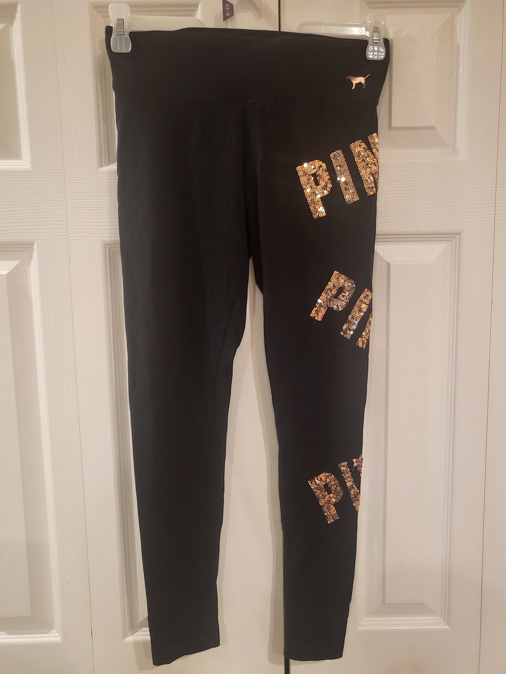 VS PINK Black Sequin Bling Yoga Leggings - Size S